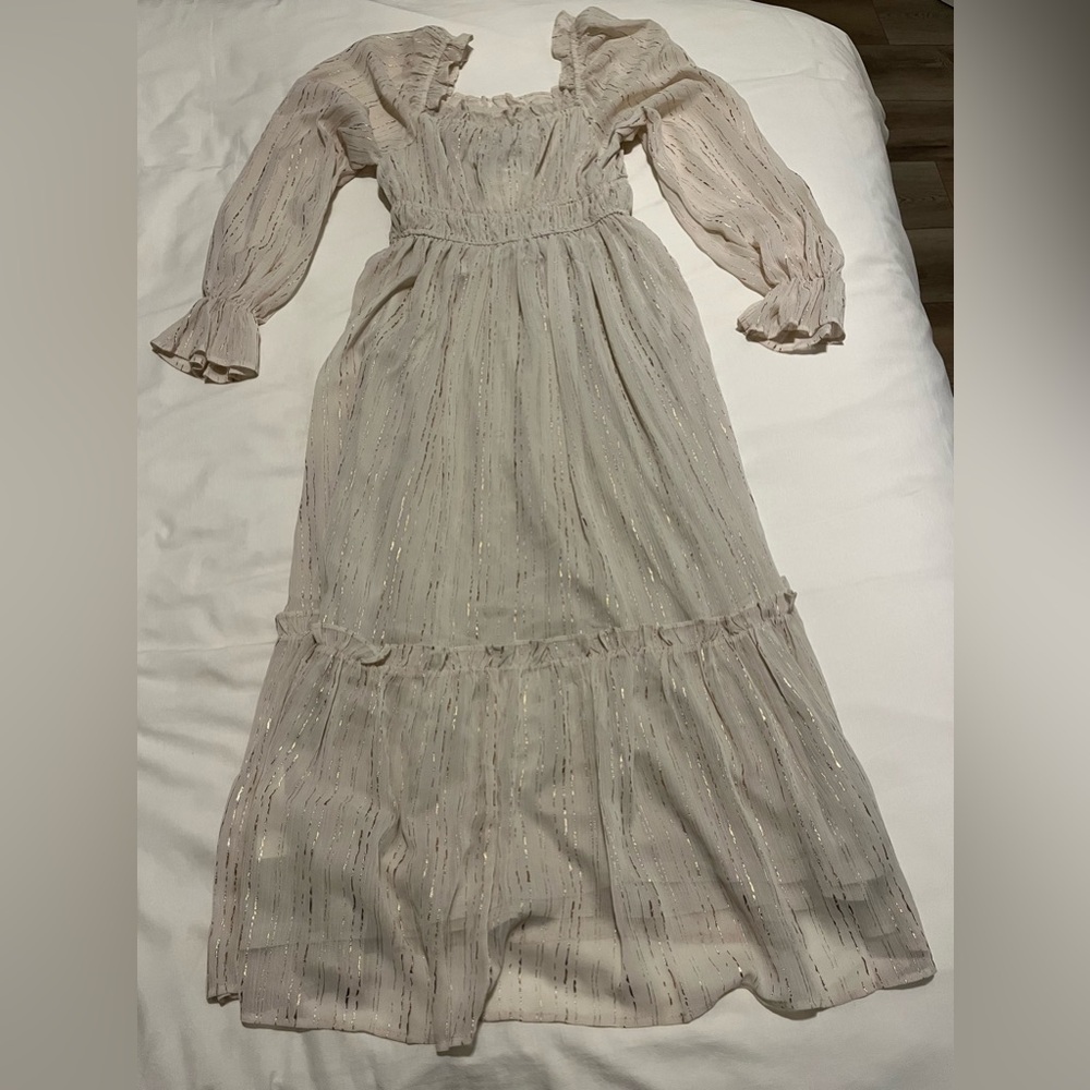 Moon River Cream Ruffle Dress